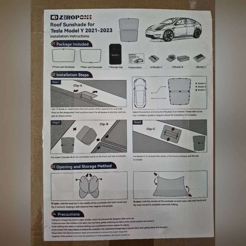 NEW ZeroPone Roof Sunshade for Tesla Model Y 2021-2023 - Picture 8 of 11